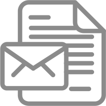 grey icon with direct mail envelope and letter